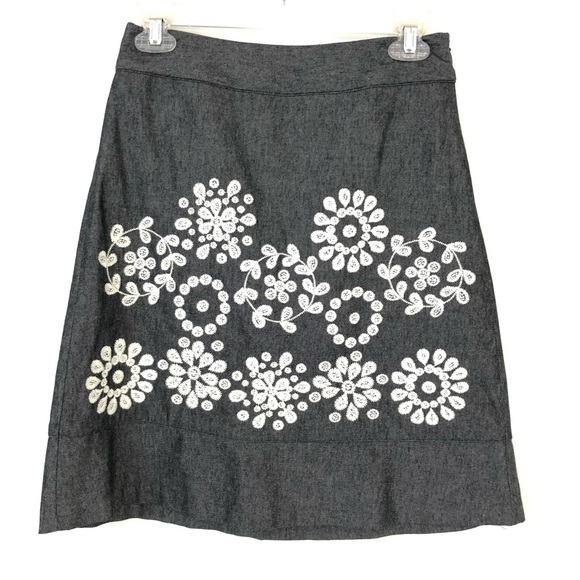 Ann Taylor Size 0P A-Line Embroidered Skirt - Picture 1 of 3